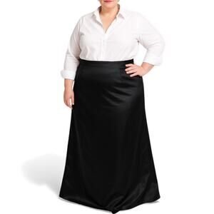 Black Satin Formal Maxi Skirt Elda De La Rosa Chicago Evening Holiday Party Plus
